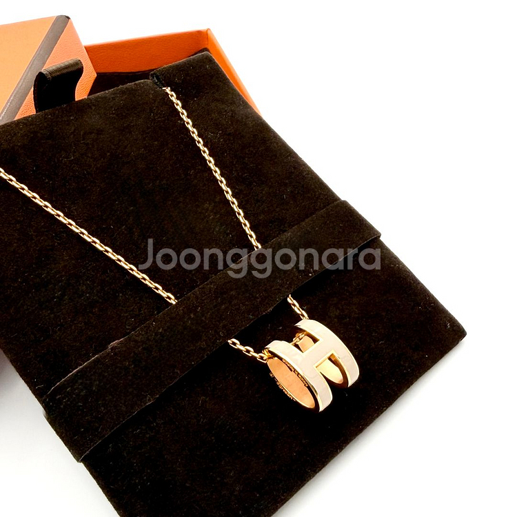 [셀렉트/감정서발급] 에르메스 팝아슈 목걸이 미니 골드 마론글라쎄--1