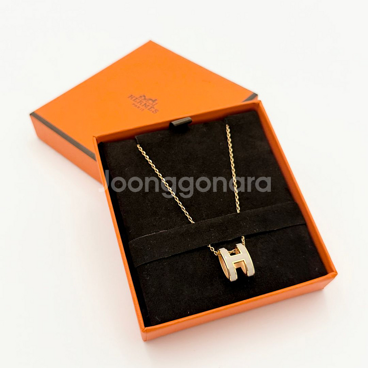 [셀렉트/감정서발급] 에르메스 팝아슈 목걸이 미니 골드 마론글라쎄--0