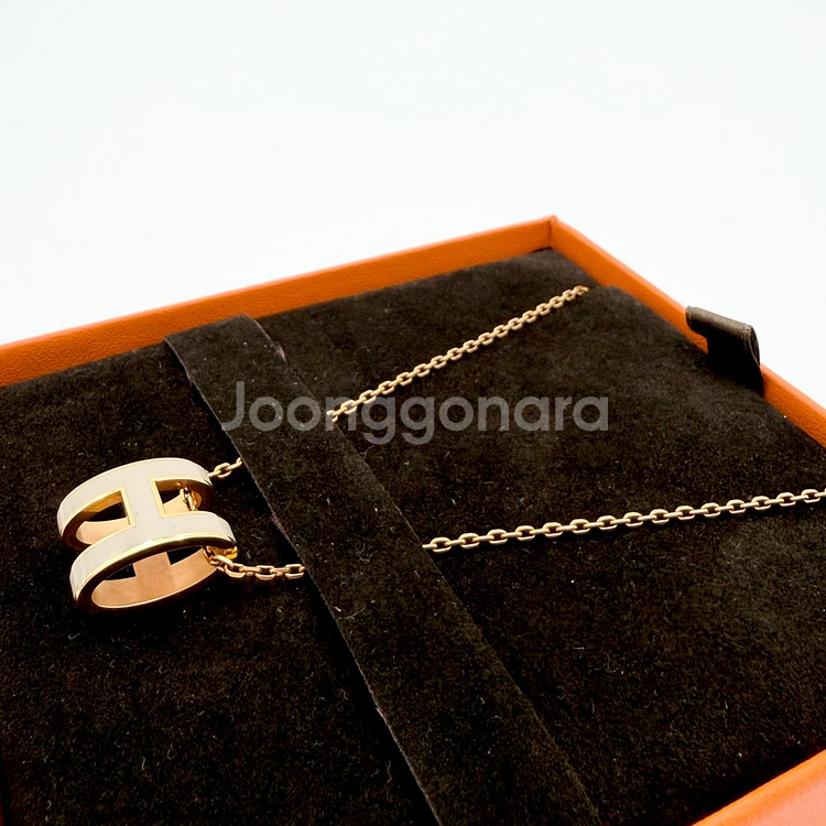 [셀렉트/감정서발급] 에르메스 팝아슈 목걸이 미니 골드 마론글라쎄--3