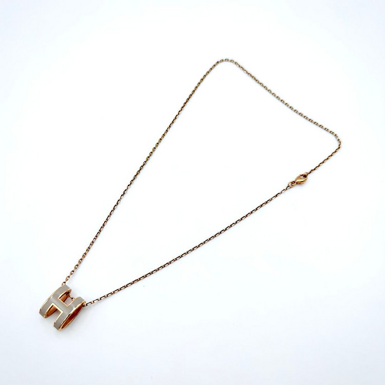 [셀렉트/감정서발급] 에르메스 팝아슈 목걸이 미니 골드 마론글라쎄--4