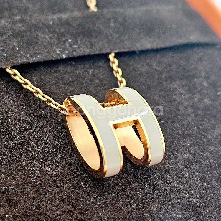 [셀렉트/감정서발급] 에르메스 팝아슈 목걸이 미니 골드 마론글라쎄--7