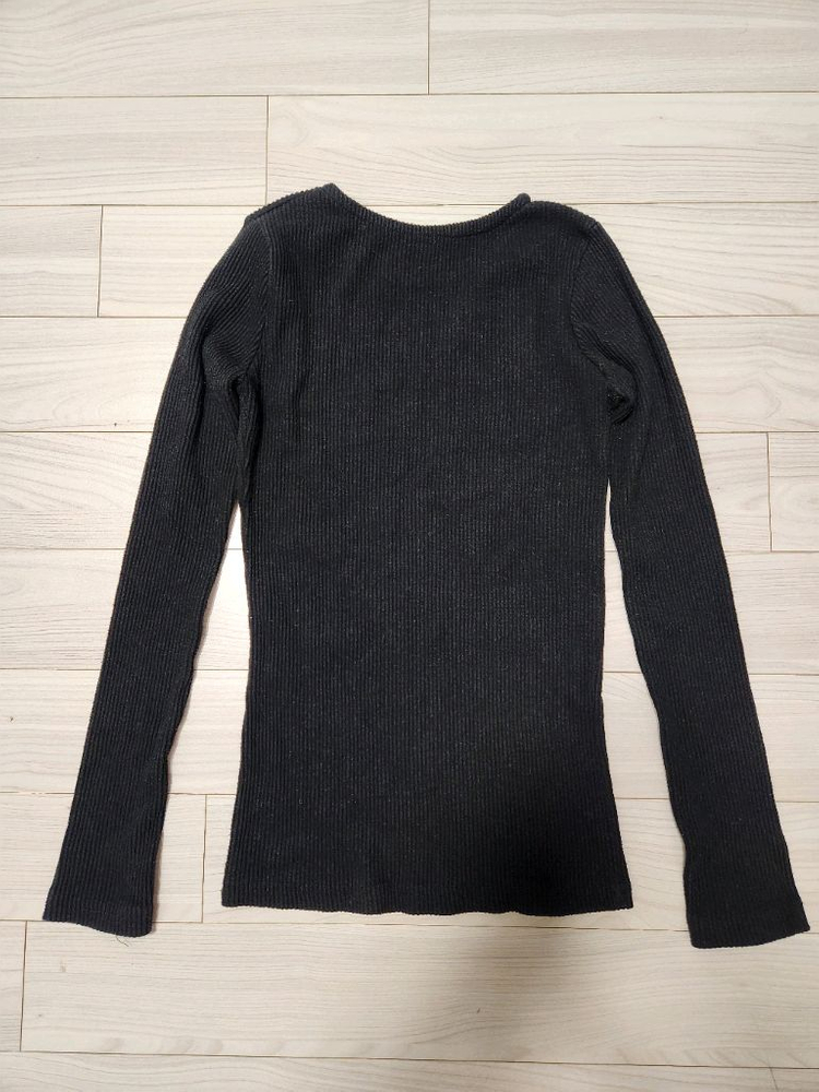 블랙 기본 골지 티 44-55--1