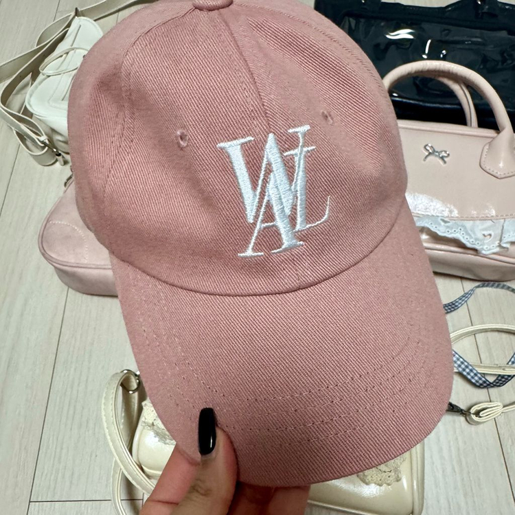 우알롱 시그니처 로고 볼캡 더스티핑크 s--1