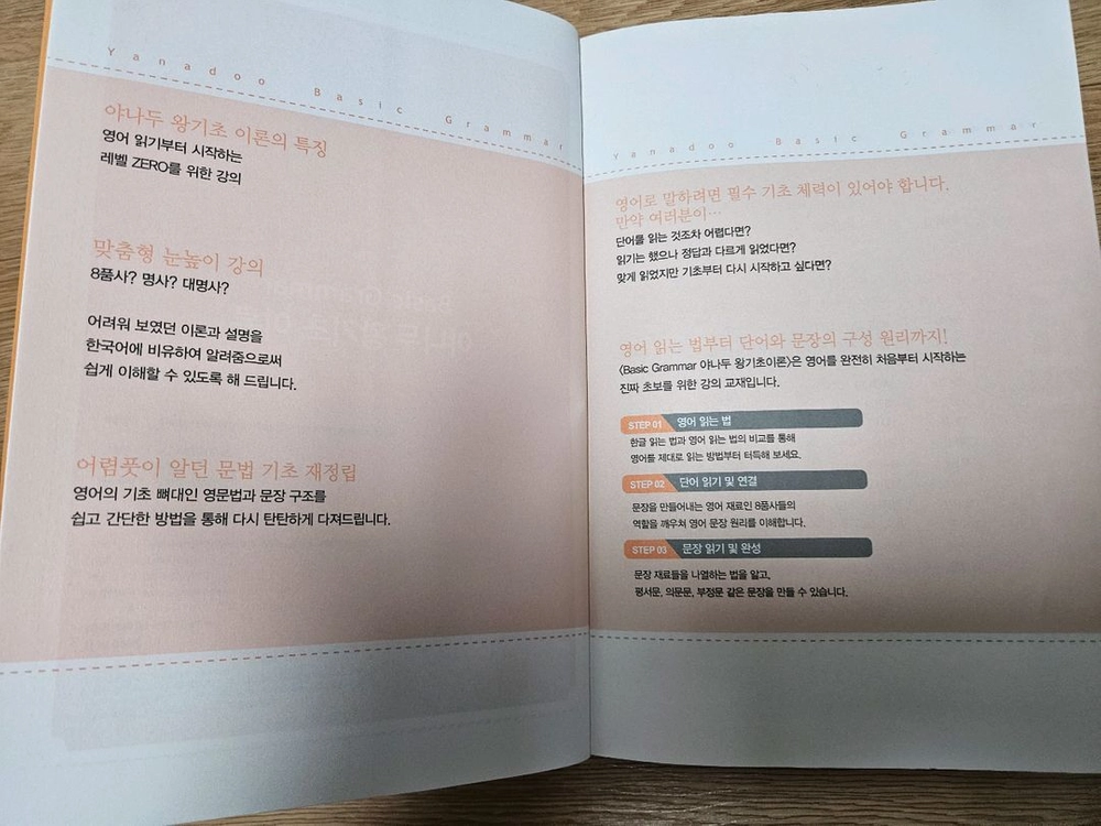 미사용 새책 야나두 기초영어 교재 두 권 세트 일괄 택포15000 (점가 27000) 이미지