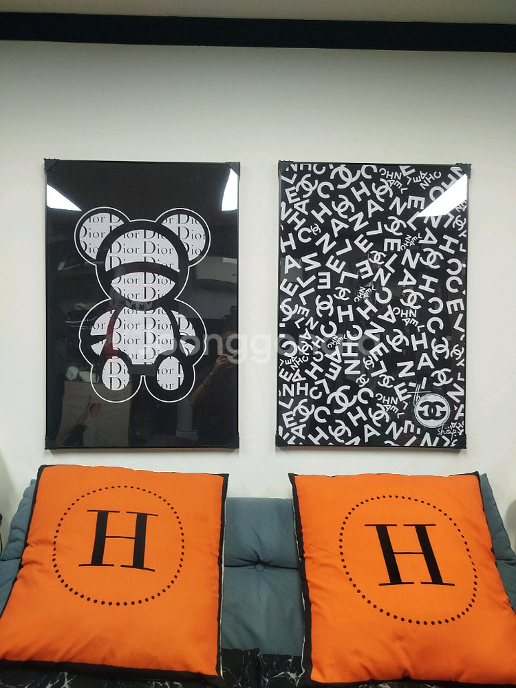 디올 베에브릭 카우스 피규어 그림액자 그림 액자 팝아트 인테리어소품 명품그림 명품액자 꽃 인테리어 유화 해바라기--3