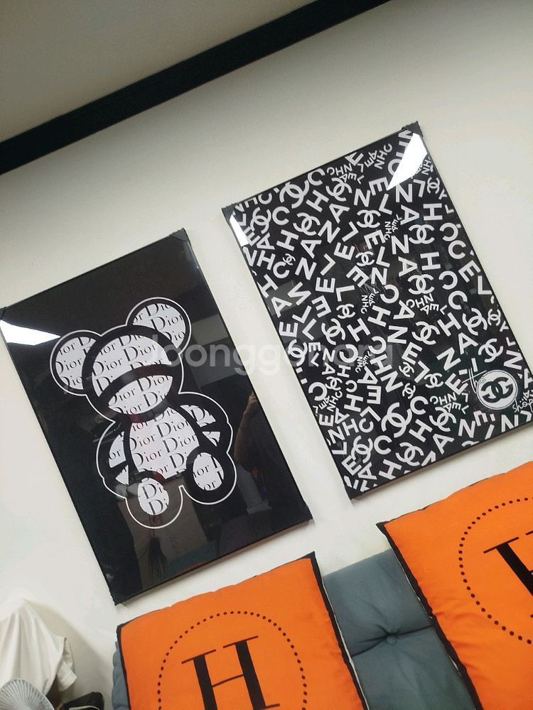 디올 베에브릭 카우스 피규어 그림액자 그림 액자 팝아트 인테리어소품 명품그림 명품액자 꽃 인테리어 유화 해바라기--5