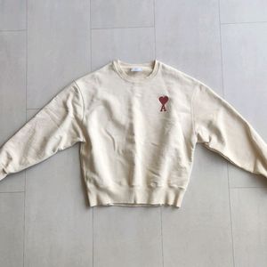 아미 빅 하트 로고 오버사이즈 맨투맨 오프 화이트 XL