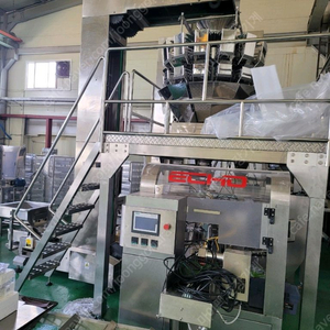 중고 14헤드 조합식계량기(자동계량기) 버켓컨베어 로타리포장기(지퍼스탠딩) 세트 24년식 미사용제품