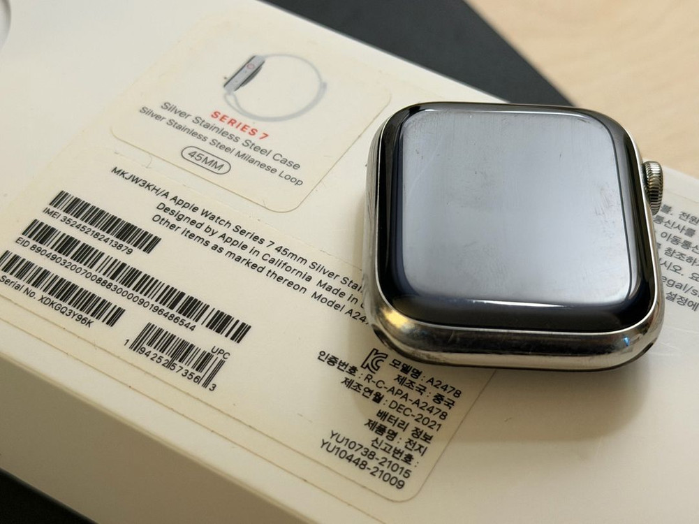 애플워치7 45mm 실버 스테인리스 스틸 밀레니즈 루프 이미지