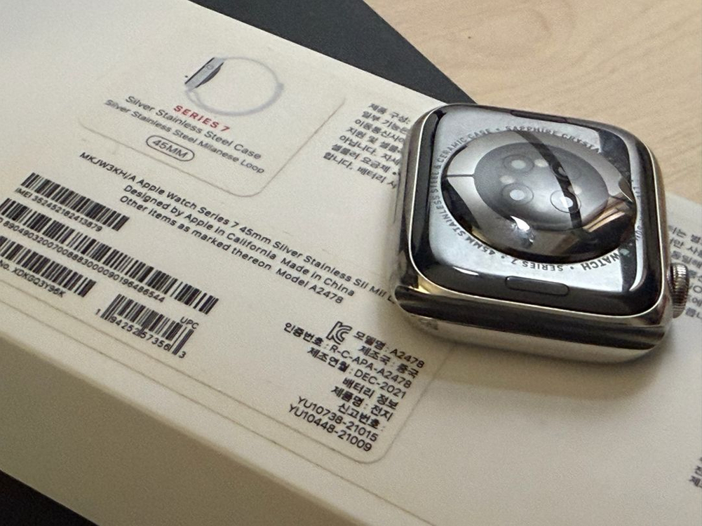 애플워치7 45mm 실버 스테인리스 스틸 밀레니즈 루프 이미지