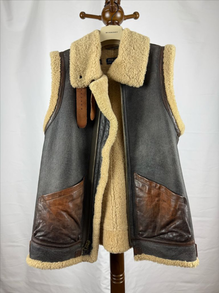 폴로 랄프로렌 양털 여성 가죽 베스트 무스탕 S 이미지