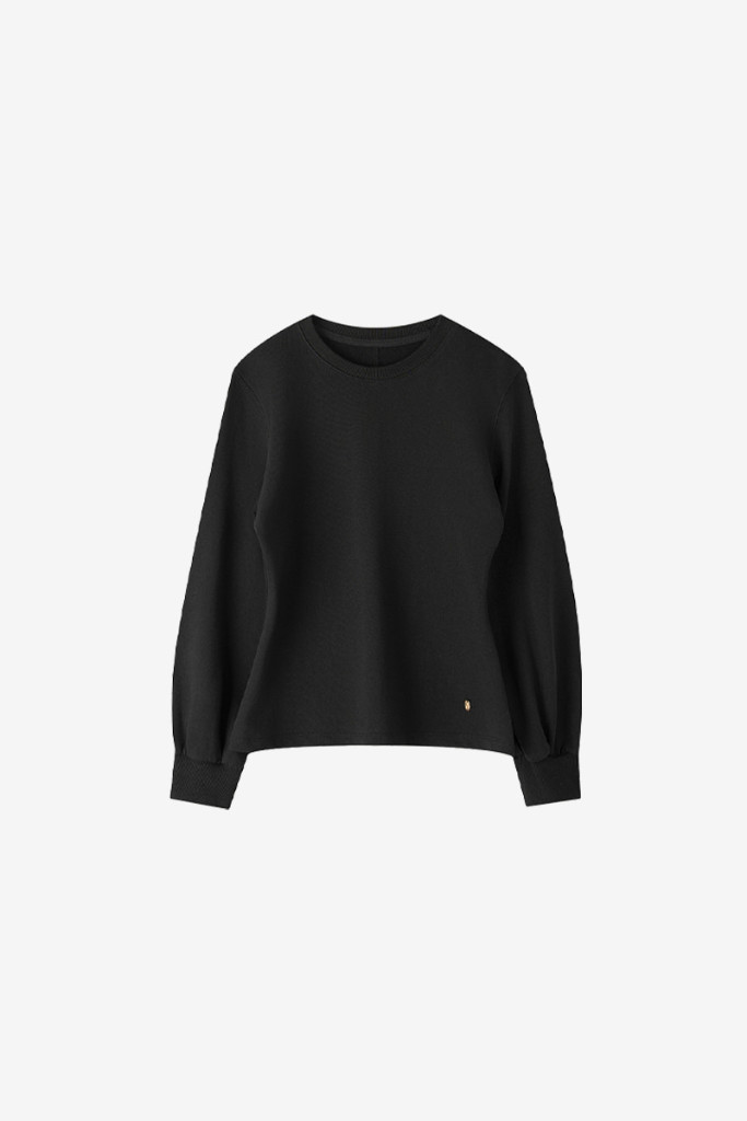 지수다움 J lounge 라운지 탑 크롭 맨투맨 블랙 S 새상품--3