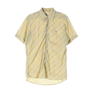 [L]라코스테 베이지 옐로우 사선 스트라이프 반팔 셔츠