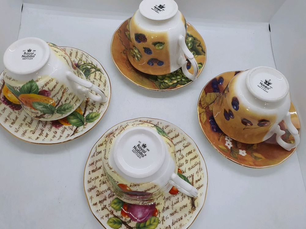 영국 노빌타 오차드찻잔 2조값 (새상품)--5