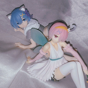 리제로 데스크탑 큐트 네코 고양이 룸웨어 렘 꽃의 요정 람 누들스토퍼 미소녀 피규어 이미지