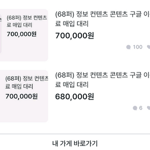 (70퍼) 정보 컨텐츠 콘텐츠 구글 이용료 매입 대리