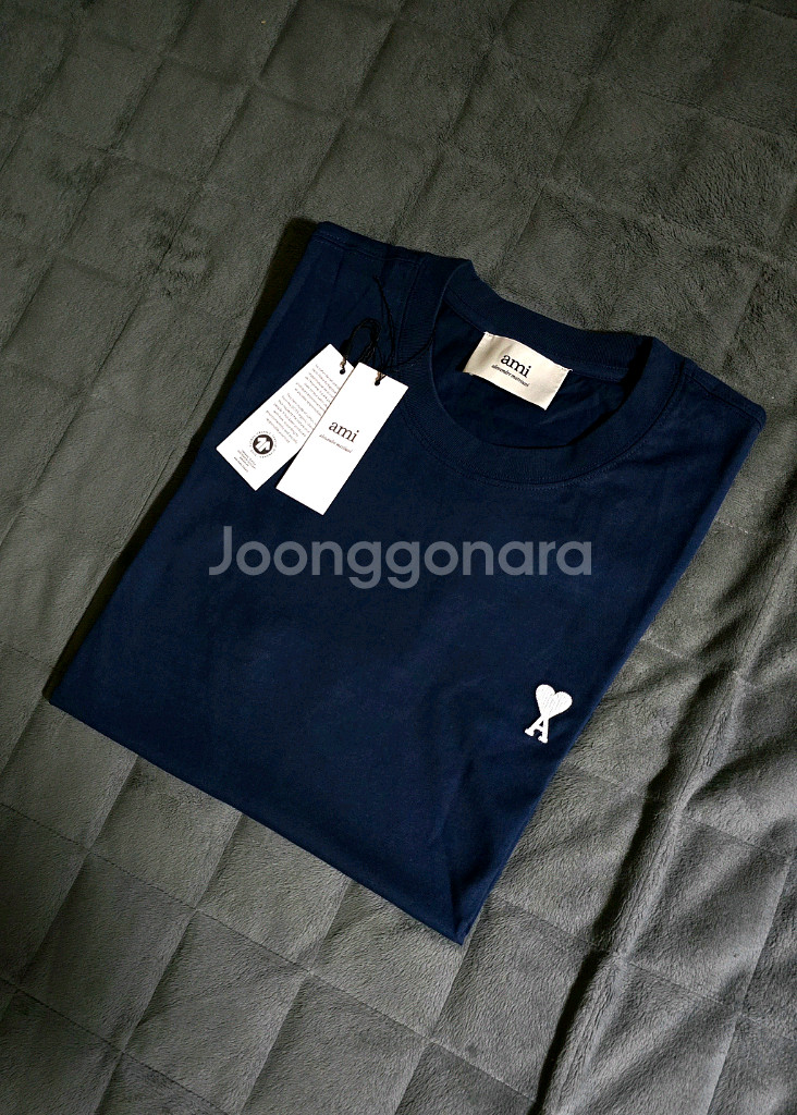 25ss 아미 오가닉 코튼 반팔 티셔츠 반팔티 네이비 XL사이즈(국내103~105)--0