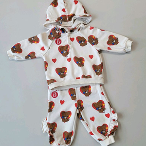 베베드피노 하트바바 베어 후드셋업 90