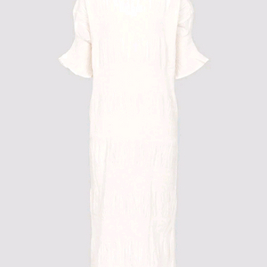 미 이세이미야케 원피스 슈링크 스트라이프 원피스 오프화이트 F사이즈