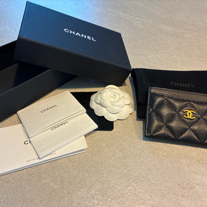 샤넬 캐비어 금장 블랙 카드지갑