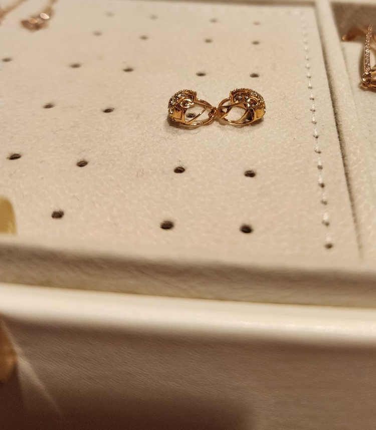 미니골드 14k 큐빅 귀걸이--2