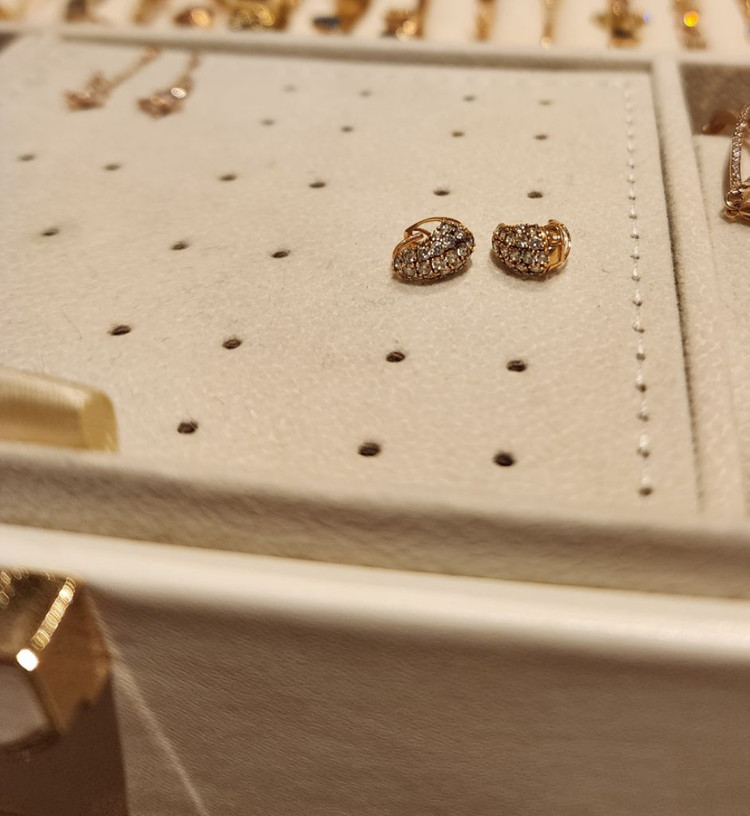 미니골드 14k 큐빅 귀걸이--4