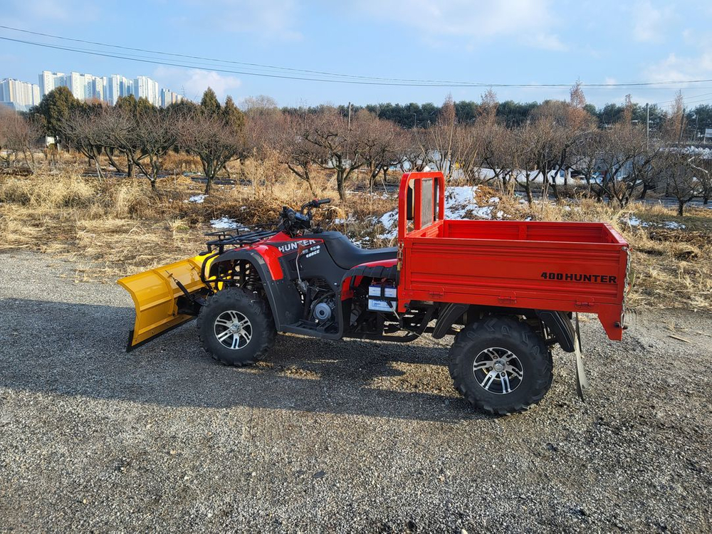 ATV 헌터 400cc (4WD) 농업용 화물오토바이 + 제설 눈삽 세트 사륜바이크--4