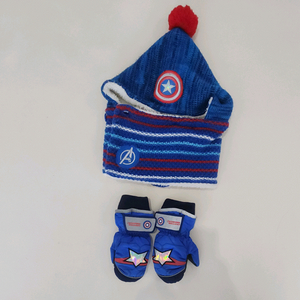마블 캡틴 아메리카 아동 모자워머 장갑 세트 S