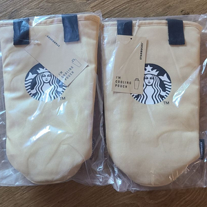 스타벅스 쿨링 파우치 보틀 가방 보냉백 베이지 비닐미개 이미지