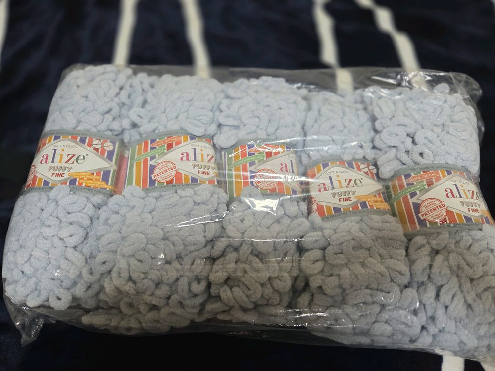 퍼피파인 털실 -500 그레이블루 18.반개--3