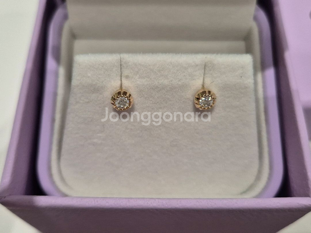 골든듀 글리터링러브 1C 귀걸이 로즈 골드, 베노아 1.3c 옐골 일괄--1