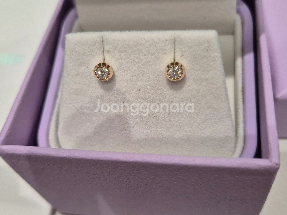 골든듀 글리터링러브 1C 귀걸이 로즈 골드, 베노아 1.3c 옐골 일괄--2