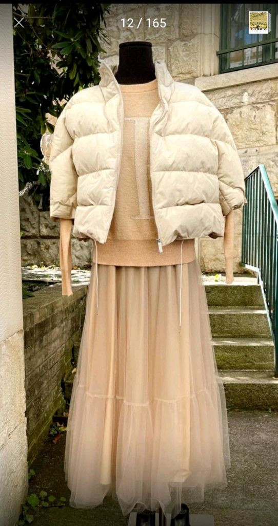 파비아나 필리피 벨벳 구스다운 집업점퍼--1