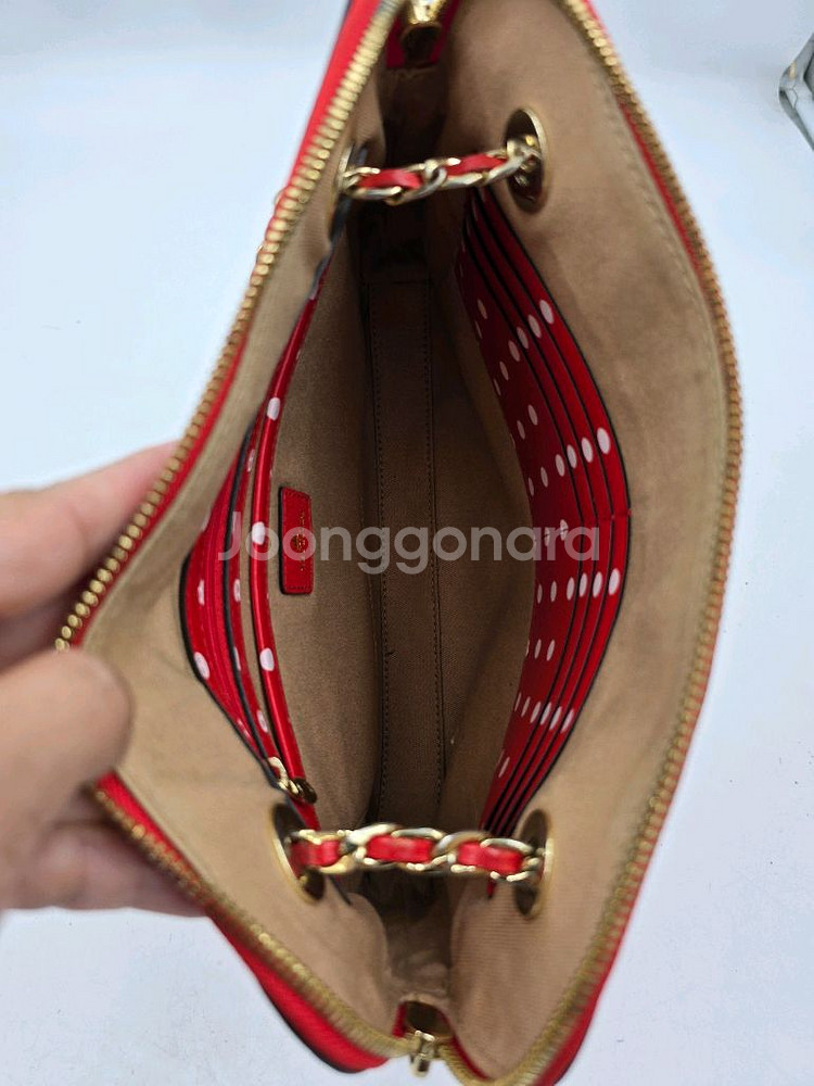 [J.ESTINA 레드 체인 숄더백]--6