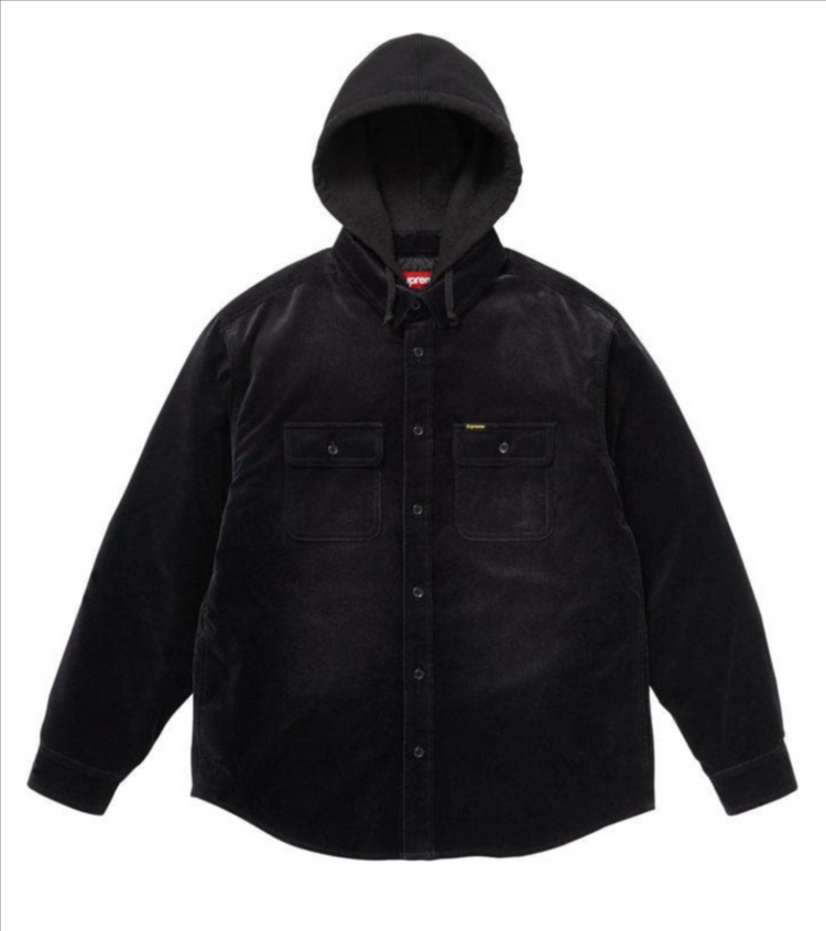 슈프림 정품 퀼티드 후드 벨벳 셔츠--0