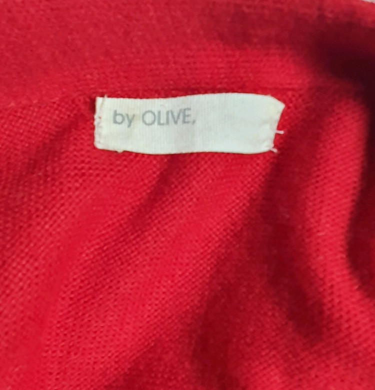 여성 레드 니트 가디건 비즈 장식--4