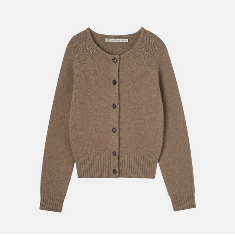 lfm rib crew neck cardigan toffee 이미지