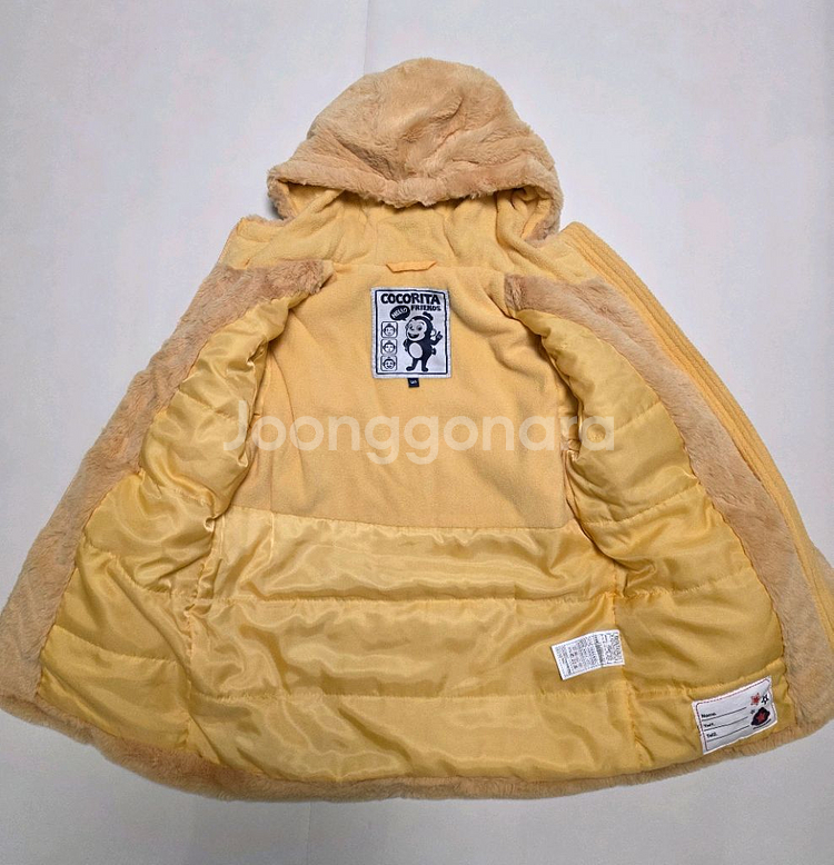 코코리따 아동 패딩 후리스 120(130가능) 미착용 옐로우--1