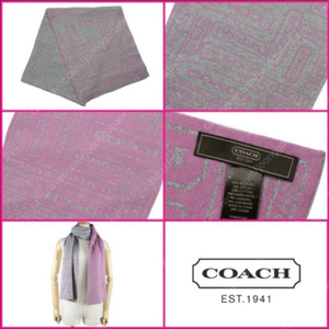 정품) 코치 머플러 양면 그레이 + 라벤더 핑크 (길이 넉넉)