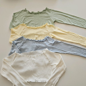 페피) 크롭탑 - 민트/옐로우.블루/화이트