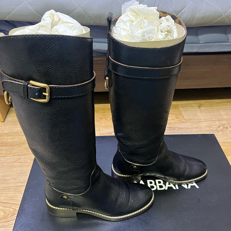 Dolce&Gabbana 돌체앤가바나 블렉 레더 롱 부츠 35.5 사이즈--1