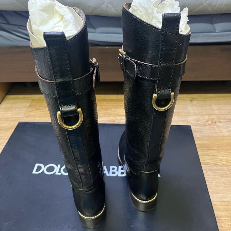 Dolce&Gabbana 돌체앤가바나 블렉 레더 롱 부츠 35.5 사이즈--2