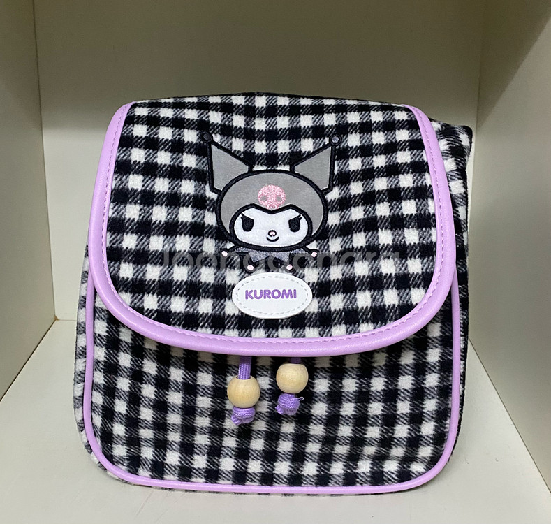 산리오) 쿠로미 체크 백팩 가방--0