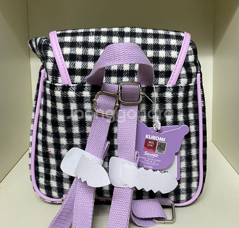 산리오) 쿠로미 체크 백팩 가방--1