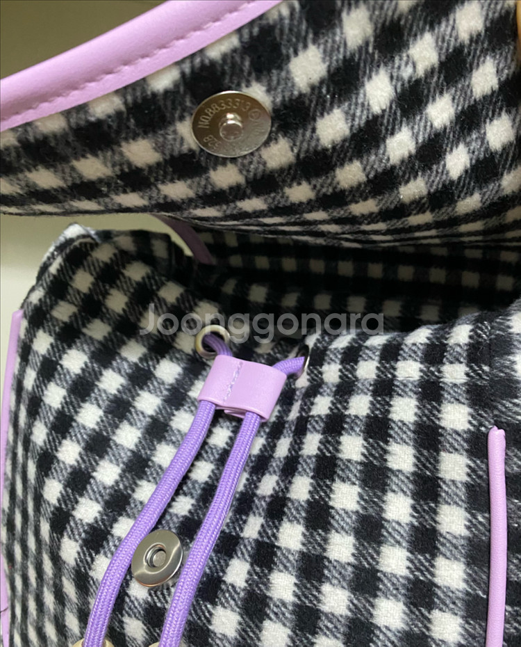 산리오) 쿠로미 체크 백팩 가방--2