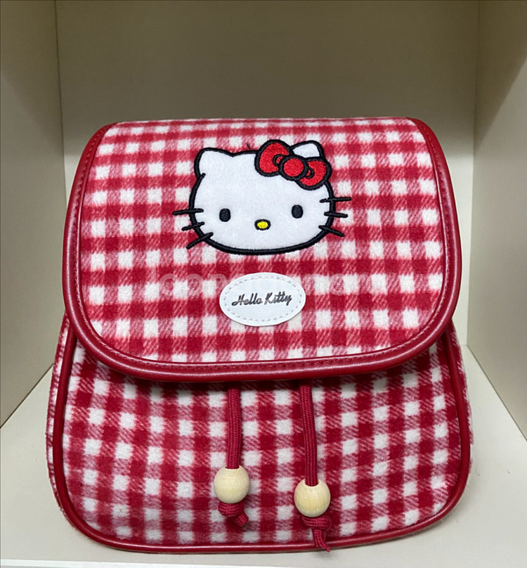 산리오) 헬로키티 체크 백팩 가방--0