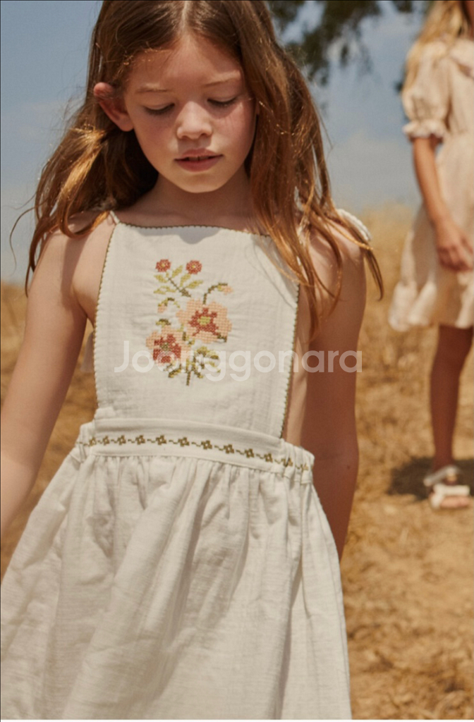 릴루 에이프런 자수 원피스 8y--2