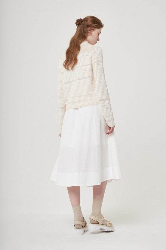 22년 한섬 폼더스토어 THE STORE 부클 펀칭 배색 카라 가디건 아이보리 매쉬 부클레 이미지