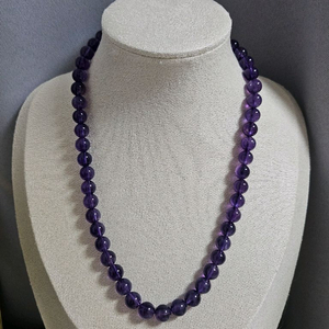 925 실버 천연 자수정 8mm 목걸이 42~45cm