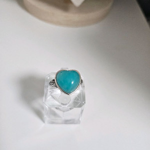 925 실버 유화 아마조나이트 하트 반지 오프링